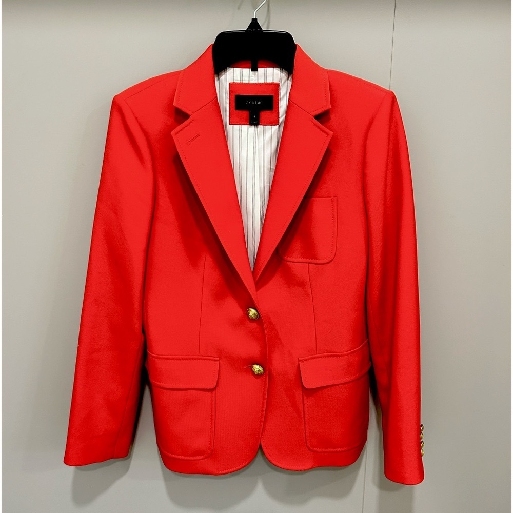 JCrew fire red 💯 wool blazer -Sz 8